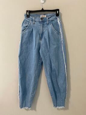 Vibrant M.I.U Y2K Barrel Jeans with Fringe, Size 3 (w25)